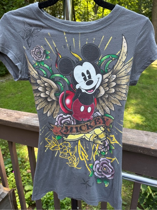 Disney Tops - Vintage Disney Y2K Multicolor Mickey Tee- Gray
